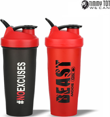 TimmyToT 700 ml Plastic Shaker(Pack of 2, Red, Black)