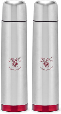EAGLE Red Sleek 500 ml Flask(Pack of 2, Silver, Steel)