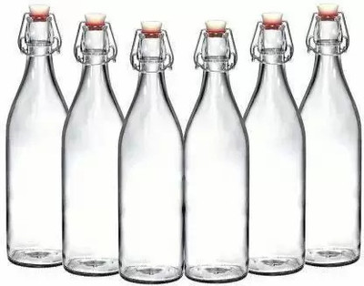 XOZTI 1000 ml Glass Bottle(Pack of 6, Clear)