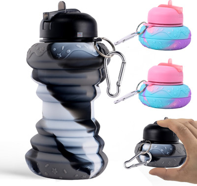 Heart Home 600 ml Silicone Bottle(Pack of 4, Black, Pink)