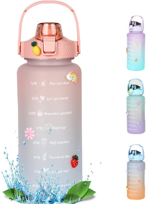 HOUSE OF QUIRK 2000 ml Plastic Bottle(Pack of 1, Pink, Blue)