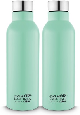 Classic Essentials Stainless Steel Capsule Water Bottle For Fridge, School, Home, Office, Travel 1000 ml Bottle(Pack of 2, Green, Steel)