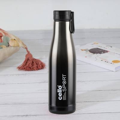 cello Dazzle Stainless Steel, Double Walled, Vacusteel Water Flask,1000ml, Black 1000 ml Flask