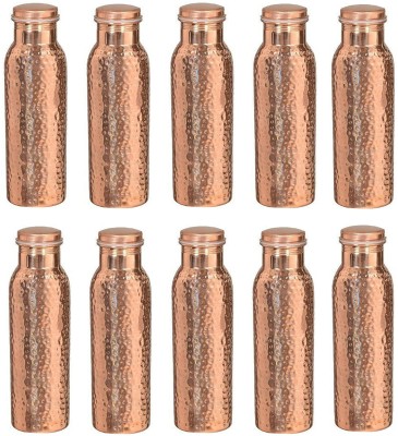 IMAGO Hammered Copper Bottle Lacqour Coated, Leak-Proof and Seamless Design 1000 ml Bottle(Pack of 10, Brown, Copper)