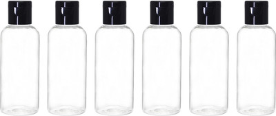 nsb herbals Empty Transparent Plastic Bottle with Black Flip Cap - Refillable & Reusable 50 ml Bottle(Pack of 6, Clear, PET)