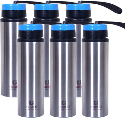 KUBER INDUSTRIES 750 ml Steel Bottle(Pack of 6, Silver)