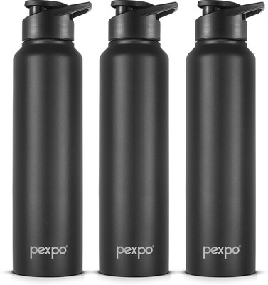 pexpo 950 ml Steel Bottle(Pack of 3, Black)