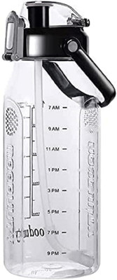 Keetoz 2L Water Bottle with Time Marker - BPA Free Motivational Water Bottle Wide Mouth 2000 ml Bottle(Pack of 1, Multicolor, Plastic)