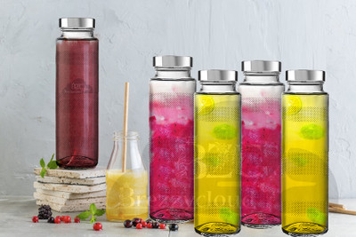 vency shoppy 750 ml Glass, Steel Bottle(Pack of 6, Clear, Steel/Chrome)