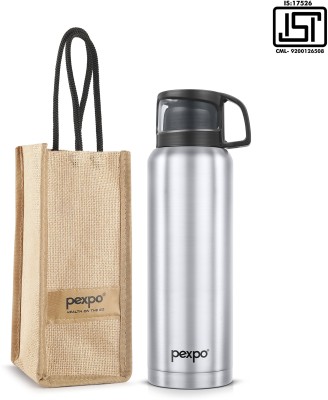 pexpo 1500ml Vacuum Insulated Water Bottle with Jute-bag 24 Hrs Hot and Cold Fererro 1500 ml Flask(Pack of 1, Silver, Steel)