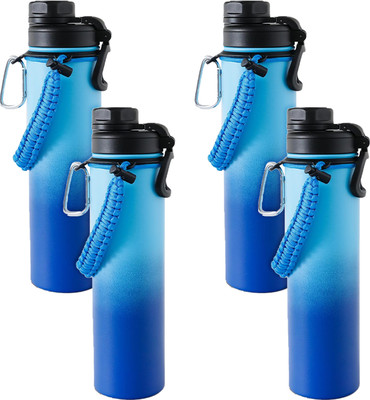 KUBER INDUSTRIES 720 ml Steel Bottle(Pack of 4, Blue)