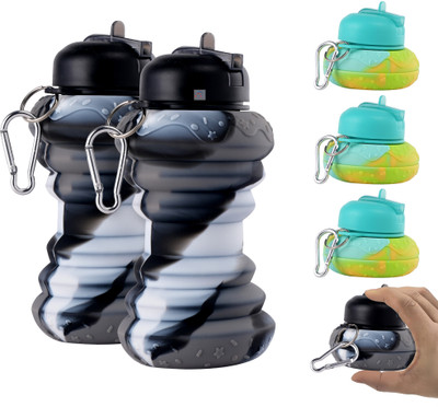 Heart Home 600 ml Silicone Bottle(Pack of 6, Black, Green)
