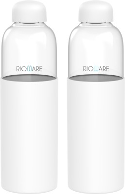 Rioware Riobuzz Borosilicate Glass Water Bottle for Fridge,Home,Office & Gym 550 ml Bottle(Pack of 2, White, Glass)
