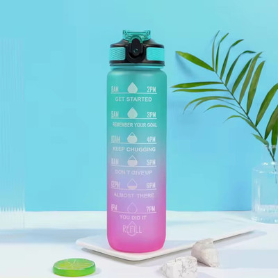 DFit 1000 ml Plastic Bottle(Pack of 1, Green, Purple)