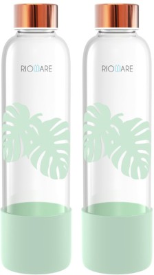 Rioware Purifa Borosilicate Glass Water Bottle for Fridge,Home,Office & Gym 750 ml Bottle(Pack of 2, Green, Glass, Silicone)