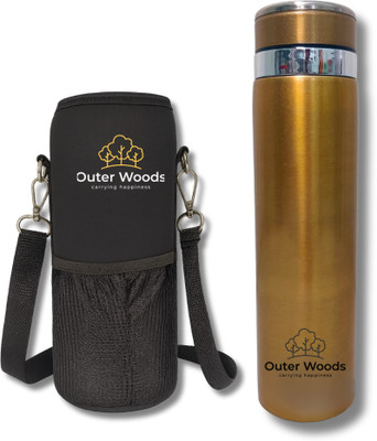 Outer Woods 1000 ml Stainless Steel Flask(Pack of 1, Gold)