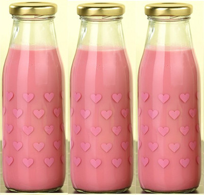 AFAST 300 ml Glass Bottle(Pack of 3, Clear, Pink)