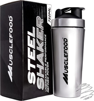 MuscleFood 750 ml Stainless Steel Shaker(Pack of 1, Silver)
