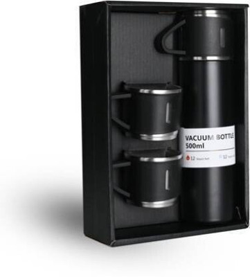 Buyist 500 ml Steel Flask(Pack of 3, Black)