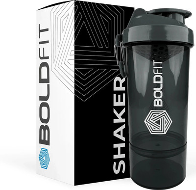 BOLDFIT 600 ml Plastic Shaker(Pack of 1, Black)