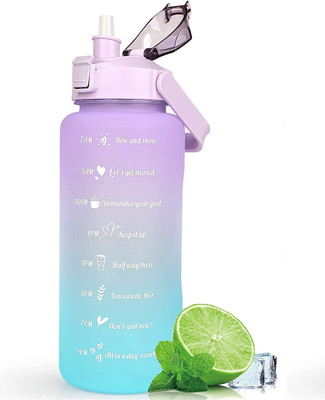 Obvie Water Bottle with BPA Bottle with Straw & Motivational Time Marker 2000 ml Bottle(Pack of 1, Purple, Plastic, Silicone)