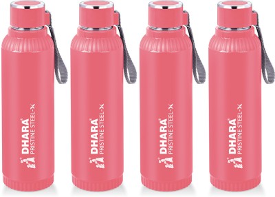 Dhara Stainless Steel QUENCH 900 Insulated Inner Steel Outer Plastic 700 ml Bottle(Pack of 4, Pink, Steel)