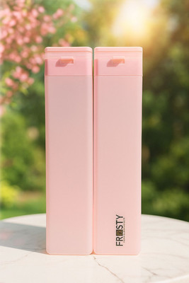FROSTY Plastic Fridge Square Shaped Bottle with Handle Set of 2 Each 1000 ml Bottle 1000 ml Bottle(Pack of 2, Pink, Plastic)