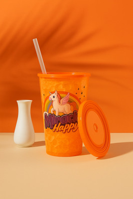 Pure Heaven 500 ml Glass Sipper(Pack of 1, Orange)