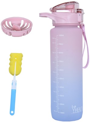 PWSA Motivational Time Marker 1000 ml Water Bottle(Set of 1, Pink, Blue)
