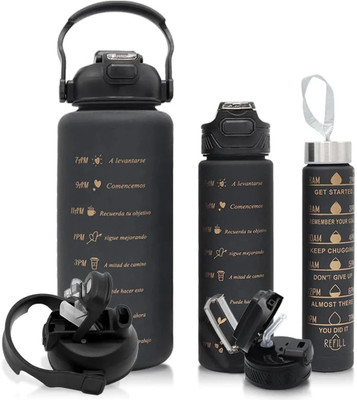 BudgetCart Set of 3 Black Gradient Water Bottles BPA Free 2000ml Leakproof Design 2000 ml Bottle(Pack of 3, Black, Plastic)