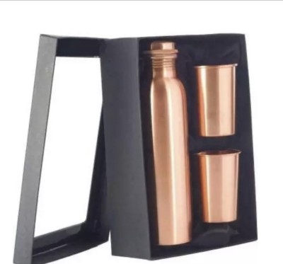Padma COPPER BOTTLE AND 2 GLASS GIFT SET 1000 ml Bottle (Pack of 1, Brown, Copper) 1000 ml Bottle(Pack of 3, Copper, Copper)