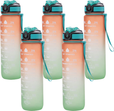 KUBER INDUSTRIES 1000 ml Plastic Bottle(Pack of 5, Multicolor)