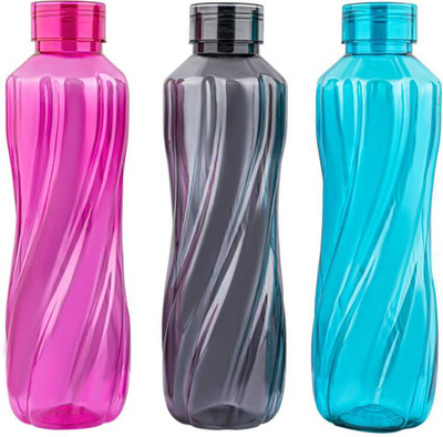 Raghunandan Plastic Water Bottle | Freezer Safe | Leak proof & break-proof 1000 ml Bottle(Pack of 3, Multicolor, Plastic)