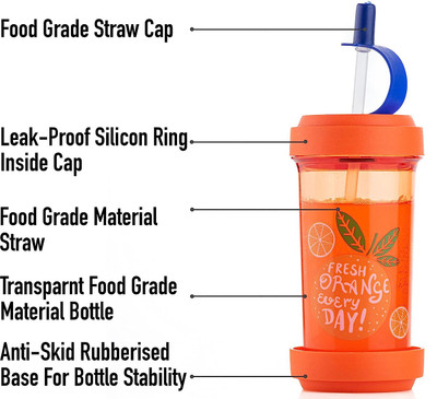 ClassicSports 500 ml Plastic Sipper(Pack of 1, Orange, Clear)
