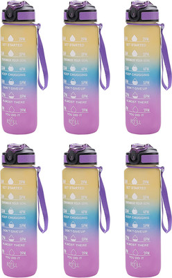 KUBER INDUSTRIES 1000 ml Plastic Bottle(Pack of 6, Yellow, Purple)