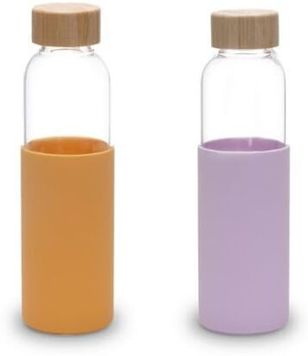 KUBER INDUSTRIES 550 ml Glass Bottle(Pack of 2, Purple, Yellow)