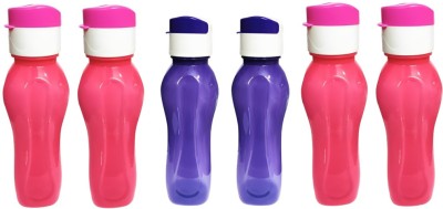 M.C. PIPWALA Fridge Bottle-500 ml 4 pink bottle and 2 purple bottle with flip-top caps 500 ml Bottle(Pack of 6, Purple, Pink, PET)