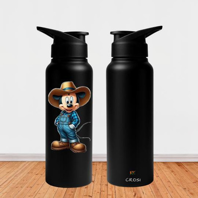 K K CROSI Unique Printed Bottle For household 500 ml Flask(Pack of 1, Black, Steel)