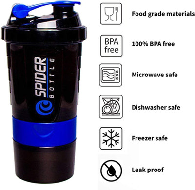 Snipper 500 ml Plastic Shaker(Pack of 1, Black)