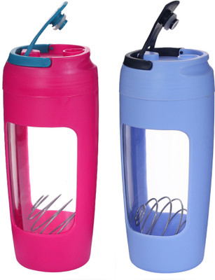 NOVEL 700 ml Plastic Shaker(Pack of 2, Pink, Blue)