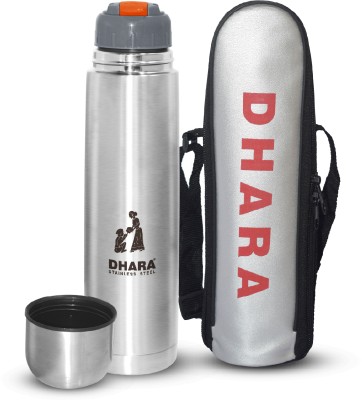 Dhara Stainless Steel Double Wall Vacuum Insulated Dilmah Hot And Cold Thermosteel Flip Lid 750 ml Bottle(Pack of 1, Silver, Steel)