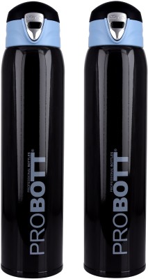 PROBOTT Thermosteel Vacuum Flask Hot & Cold Sports Bottle Each 750ml -Black (Pack of 2) 750 ml Flask(Pack of 2, Black, Steel)