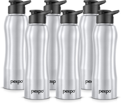 pexpo 1000 ml Steel Bottle(Pack of 6, Silver)