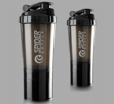 COOL INDIANS 500 ml Plastic Shaker(Pack of 2, Black)