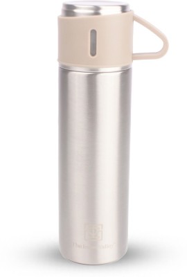 The Indus Valley Stainless Steel Vacuum Insulated Flask with Drinking Mug 500 ml Flask(Pack of 1, Silver, Steel)