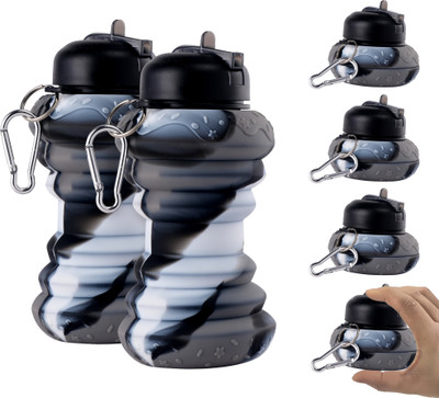 KUBER INDUSTRIES 600 ml Silicone Bottle(Pack of 6, Black)