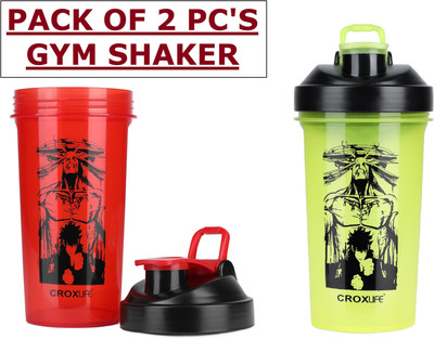 MandU 600 ml Plastic Shaker(Pack of 2, Red, Green)