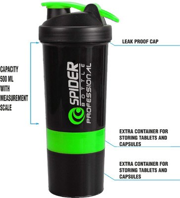 TRUE INDIAN 500 ml Plastic Shaker(Pack of 1, Green)