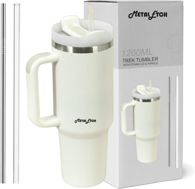 Metal Etch 1200 ml Stainless Steel Sipper(Pack of 1, Beige, White)