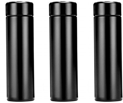 AGRIGEN Smart Intelligent Vacuum Insulated Water Bottle with LED Temperature Display 500 ml Bottle(Pack of 3, Black, Steel)
